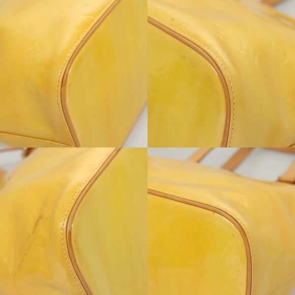 LOUIS VUITTON Monogram Vernis Houston Hand Bag Lime Yellow M91055 - Picture 10 of 13